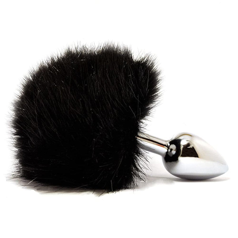 Black Stainless Steel Bunny Tail Plug BDSM, gallery view 4