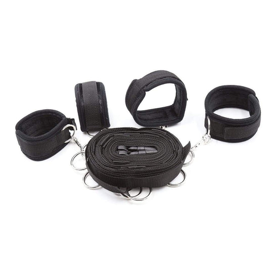 6-Piece Black Nylon Bondage Set product view