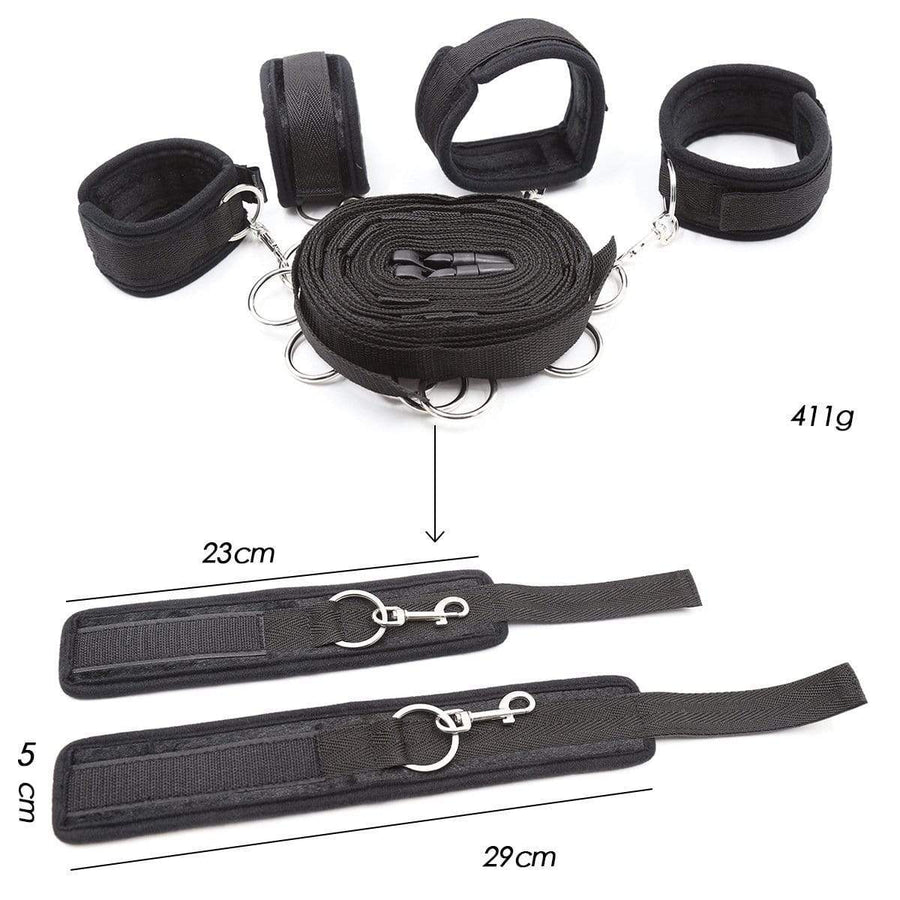 6-Piece Black Nylon Bondage Set, gallery view 3