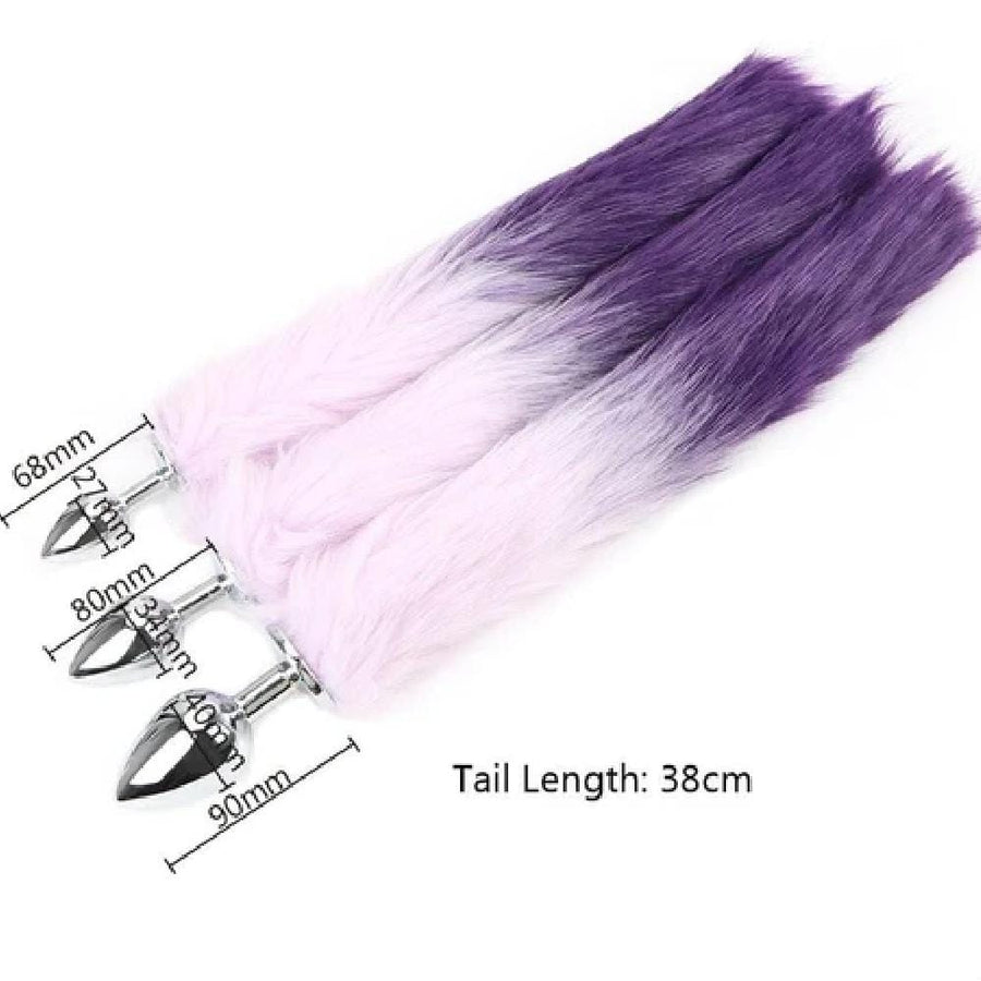 Purple Fur Silver Metallic Tail Butt Plug BDSM, gallery view 8