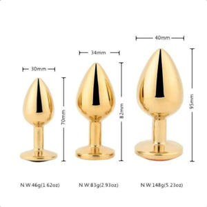 Atemberaubendes goldenes Princess-Buttplug-3-teiliges BDSM-Set