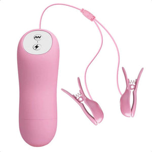 BDSM Pink Vibrating Electro Nipple Clamps Set