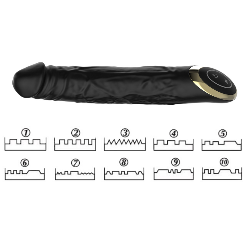 8 Inch Realistic Large Vibrating Black Dildo, gallery view 2