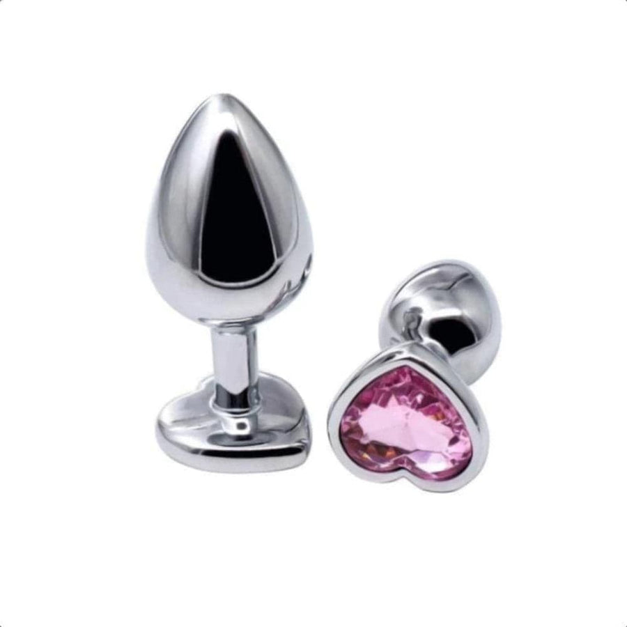Pink Jewel Heart-Shaped Butt Plug With Vibrator BDSM, gallery view 4