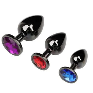 Gunmetal Rainbow-Colored Jewel Metal Butt Plug BDSM