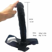 Charger l&#39;image dans la galerie, Gode ​​ceinture noir super long de 13 pouces BDSM
