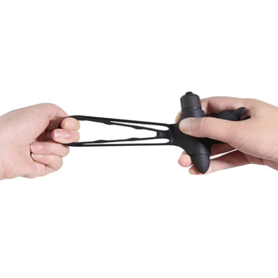 Clit-Friendly Vibrating Dual Cock Ring, gallery view 4