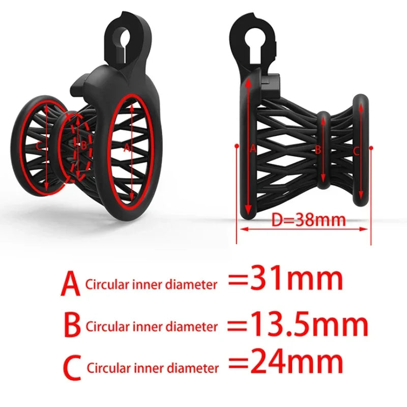 ABS Negative Chastity Cage for Men size guide, gallery view 3