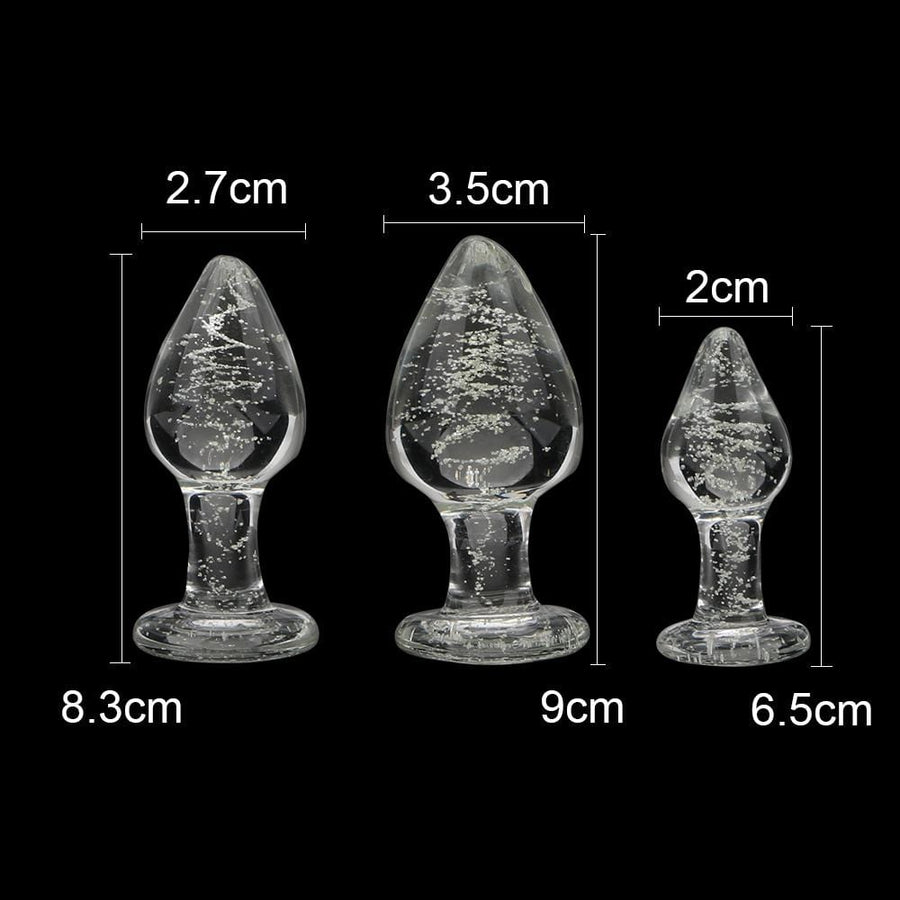 Glow in the Dark Glass Butt Plug 3 Piece Set BDSM, gallery view 9