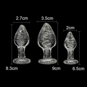 Im Dunkeln leuchtender Buttplug aus Glas, 3-teiliges BDSM-Set