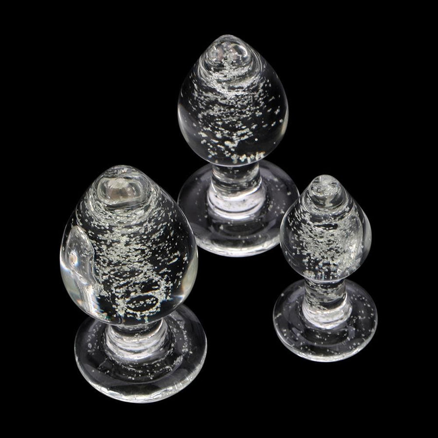 Glow in the Dark Glass Butt Plug 3 Piece Set BDSM, gallery view 3