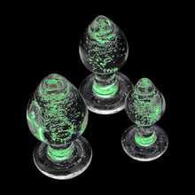 Lade das Bild in den Galerie-Viewer, Im Dunkeln leuchtender Buttplug aus Glas, 3-teiliges BDSM-Set
