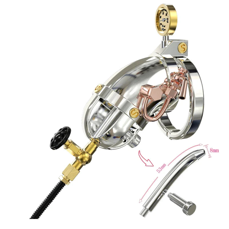 NEW SteamPunk 316 Stainless Steel Chastity Device, gallery view 3