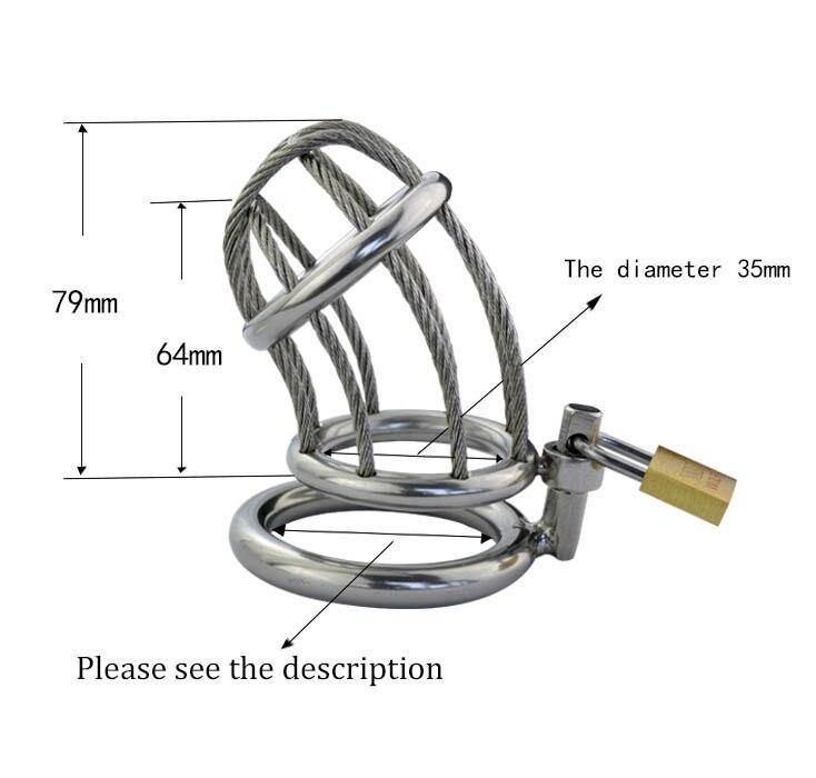 Kaylee Rope-Styled Metal Chastity Cage 3.11 Inches Long, gallery view 3