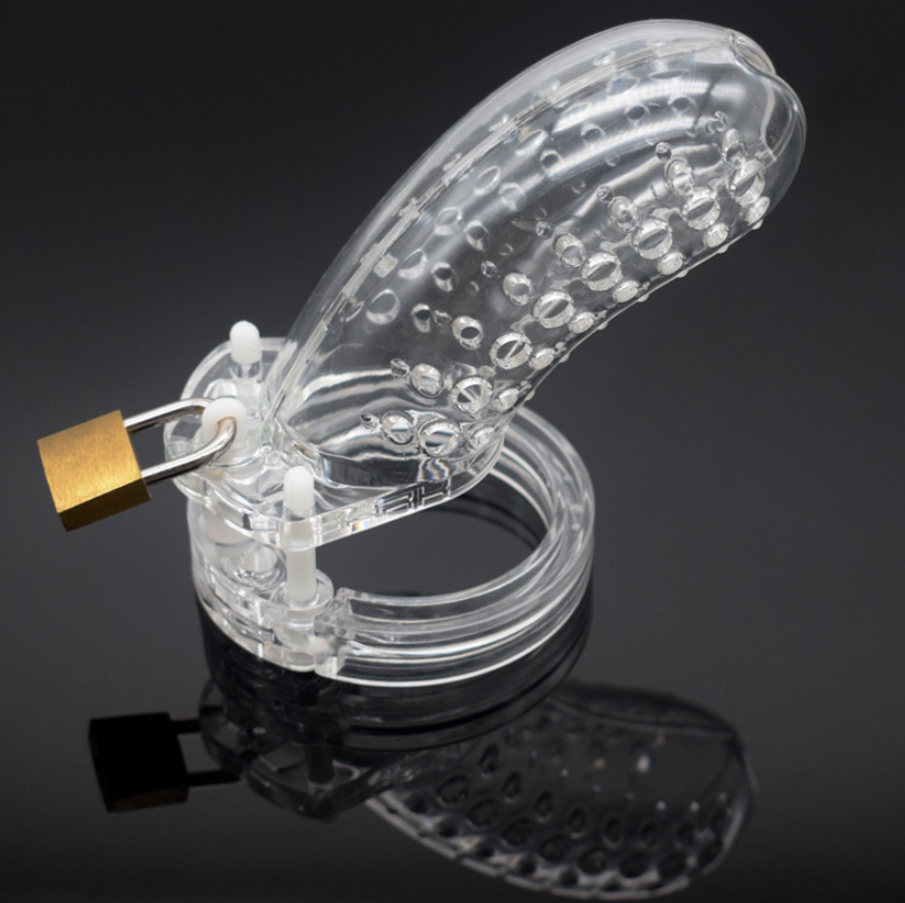 Plastic Chastity Cage 4.5 Inches Long (All 5 Rings Included), gallery view 4