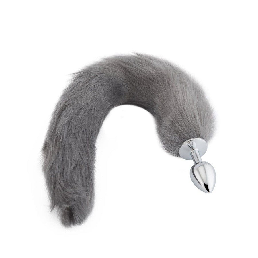 Frosty Gray Wolf Tail Butt Plug BDSM product view