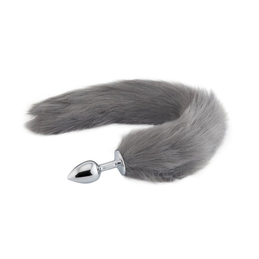 Frosty Gray Wolf Tail Butt Plug BDSM, gallery view 2