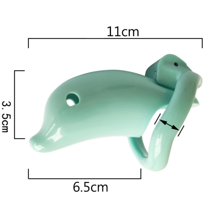 Dolphin Plastic Chastity Cage (All 4 Rings Included), gallery view 2
