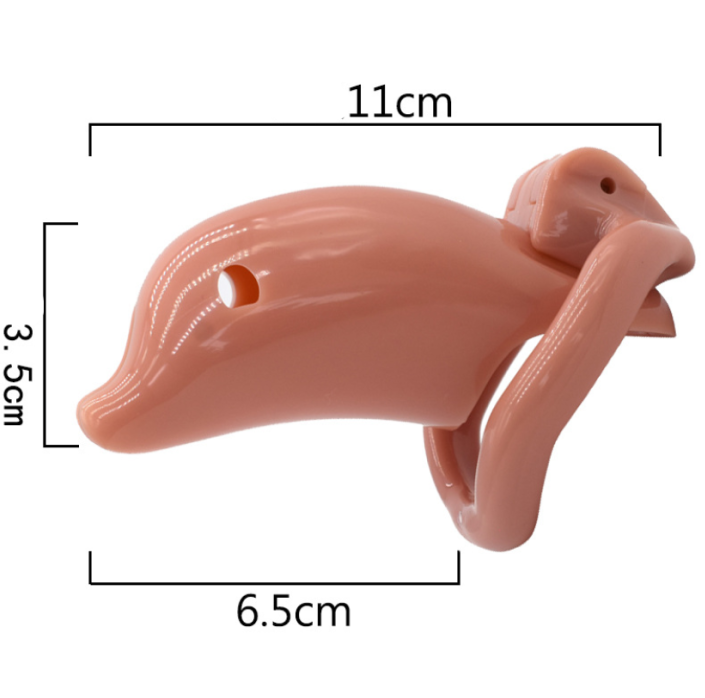 Dolphin Plastic Chastity Cage (All 4 Rings Included), gallery view 6