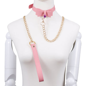 Sissy Sklavenhalsband mit rosa Schleife, BDSM