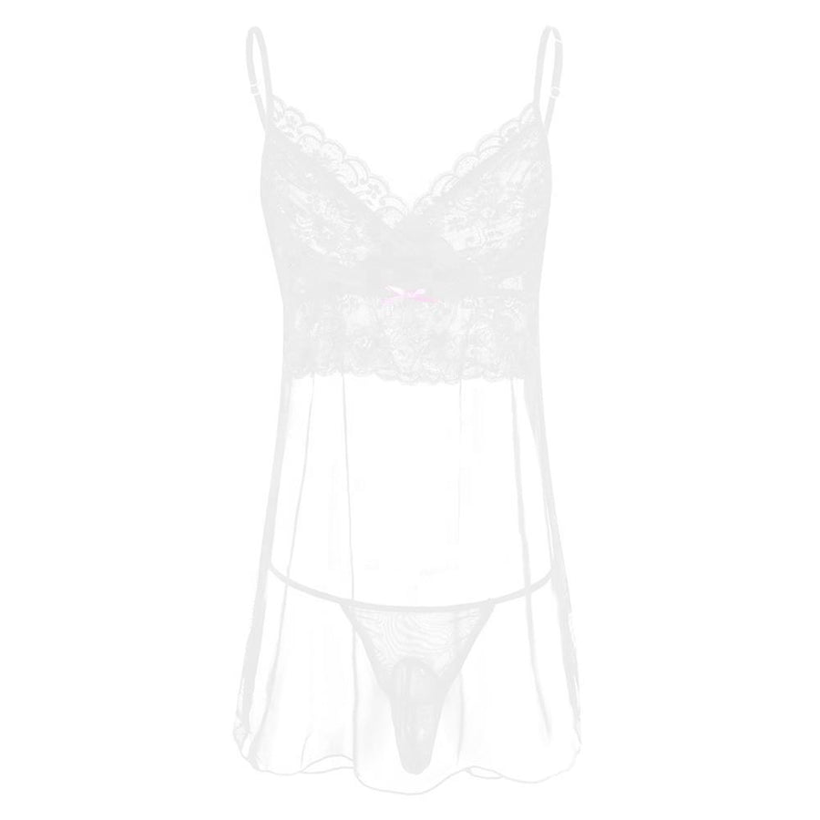 Lace & Mesh Teddy Lingerie Dress, gallery view 4