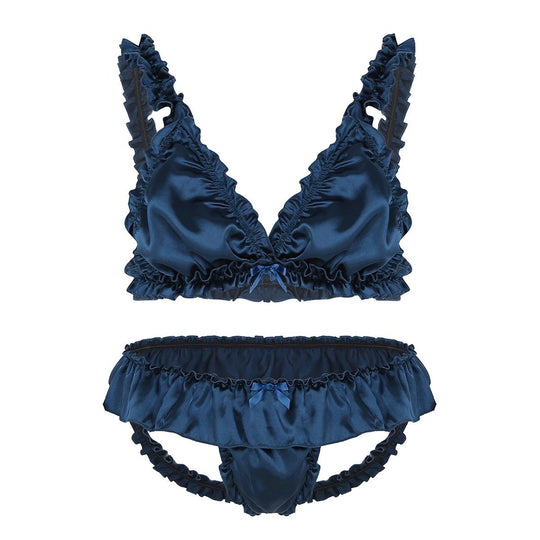 Ruffled Satin Lingerie Set product view