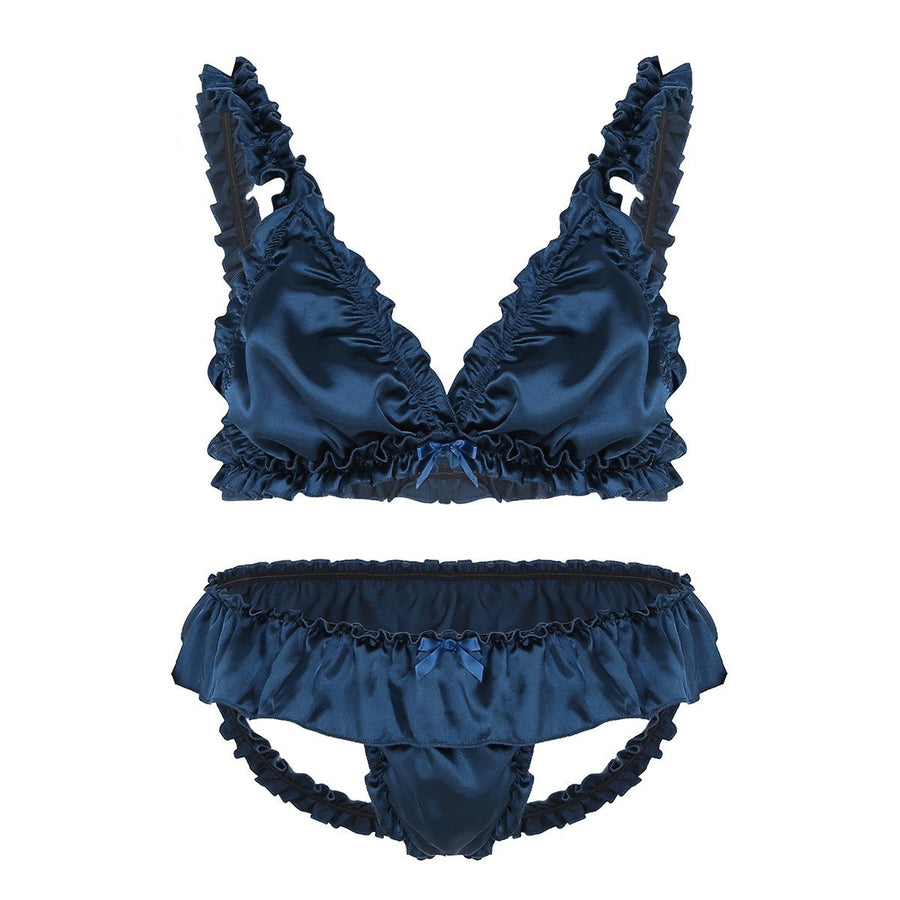 Ruffled Satin Lingerie Set product view