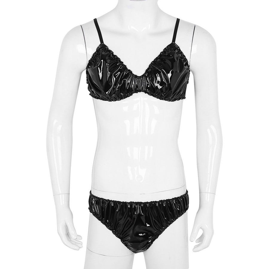 Faux Leather Ruffled Lingerie Set Emily, gallery view 3