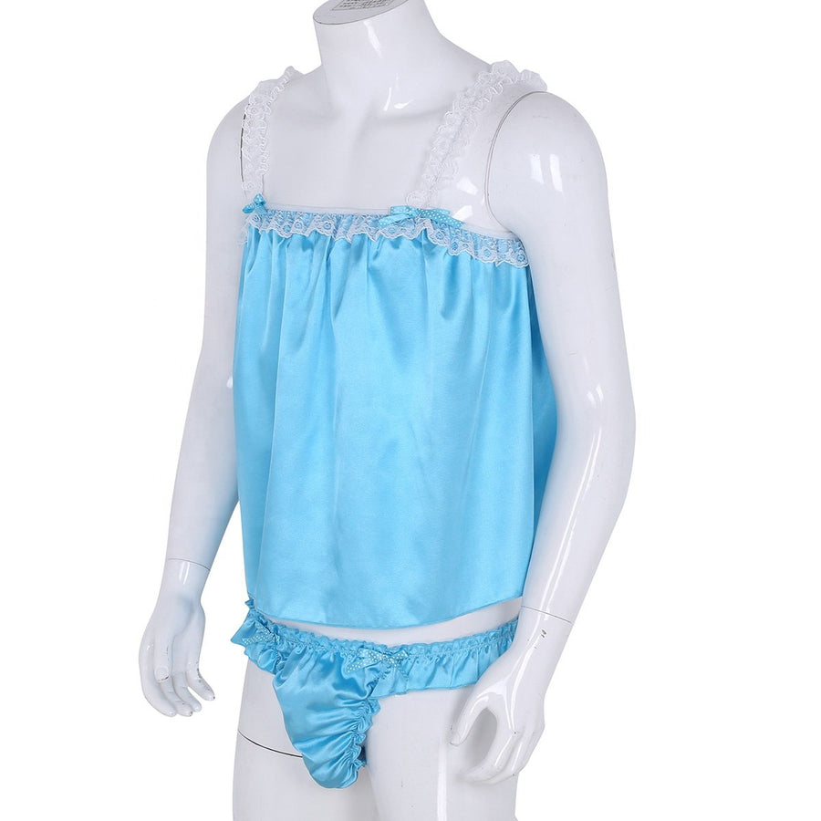 Sleeveless Satin Lingerie Set, gallery view 4