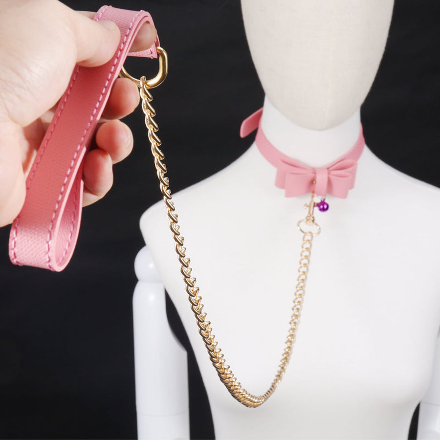 Pink Bow Sissy Slave Collar BDSM, gallery view 6