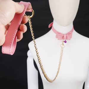 Sissy Sklavenhalsband mit rosa Schleife, BDSM