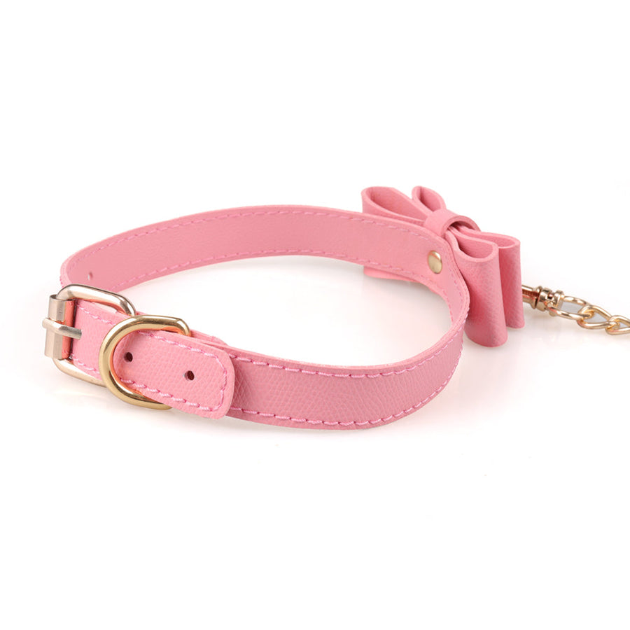 Pink Bow Sissy Slave Collar BDSM, gallery view 3