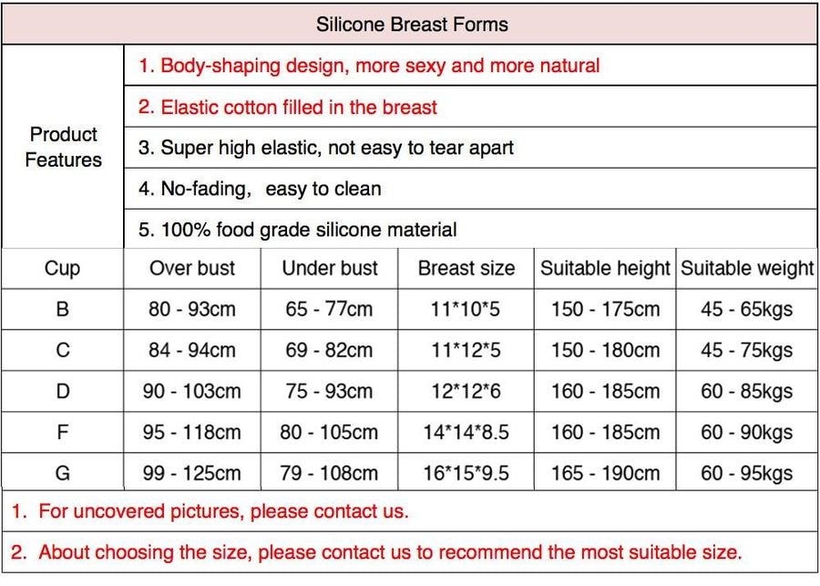 C D F G Cup Silicone Breast Forms, gallery view 6