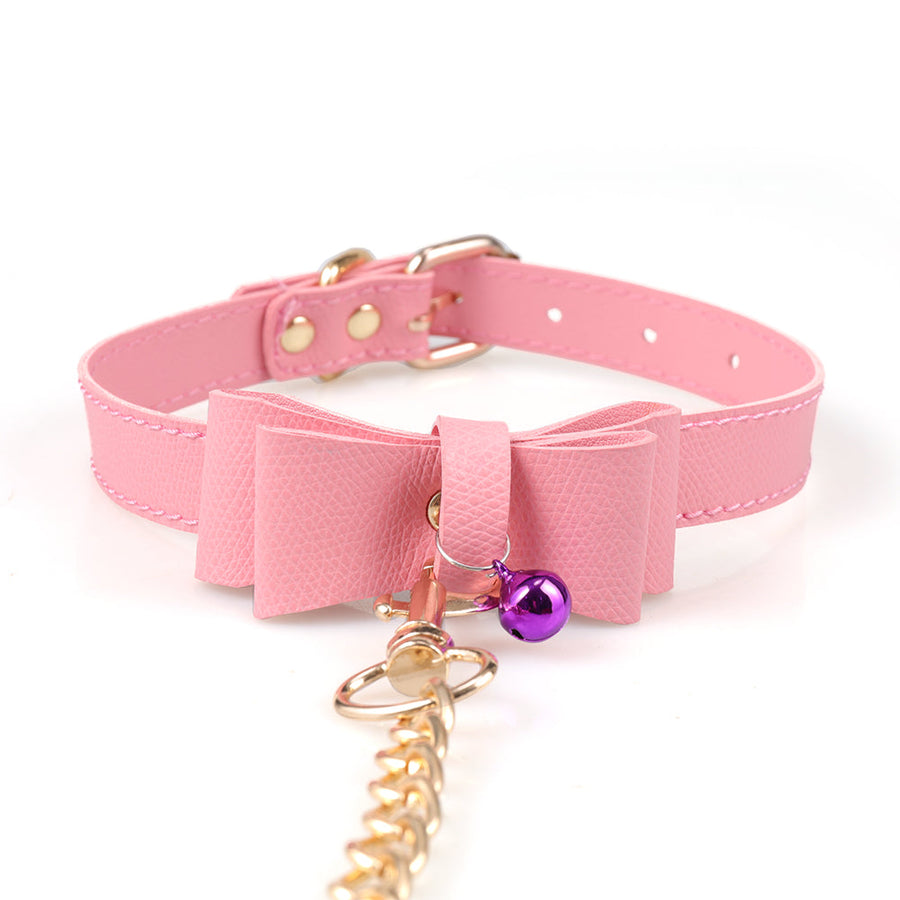 Pink Bow Sissy Slave Collar BDSM, gallery view 2