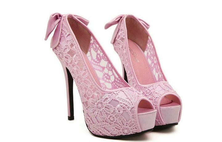 Lace & Bow Sissy Pumps