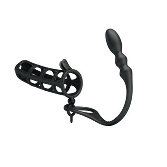 Chastity Cage w/ Scrotum Ring & Butt Plug product view