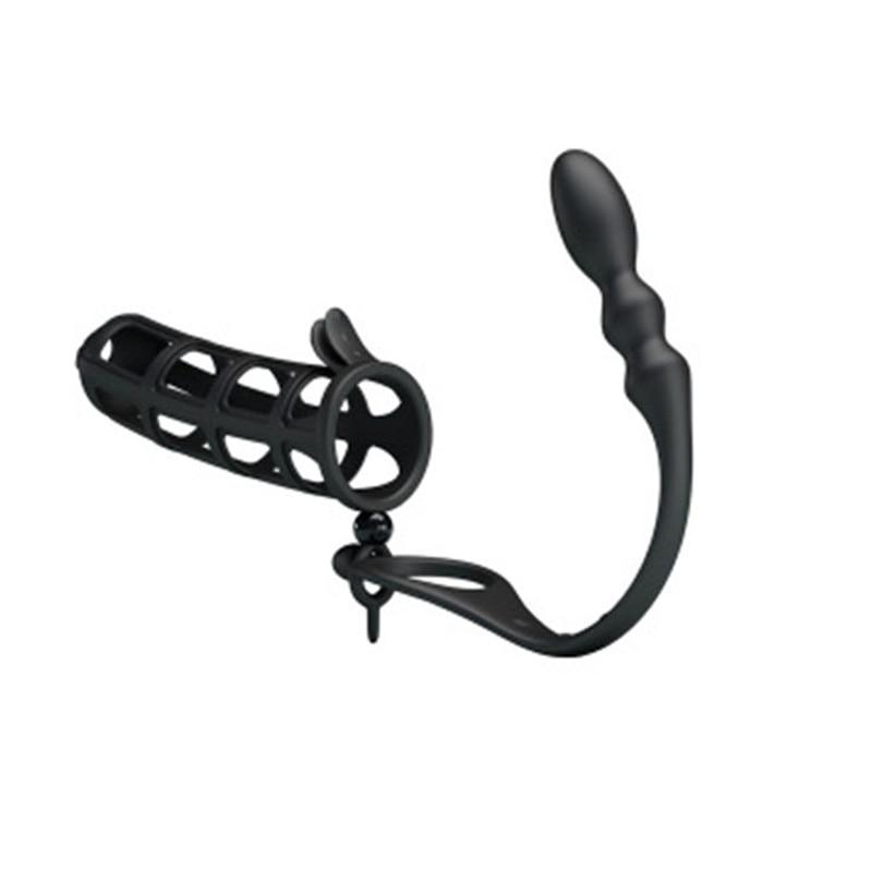 Chastity Cage w/ Scrotum Ring & Butt Plug product view