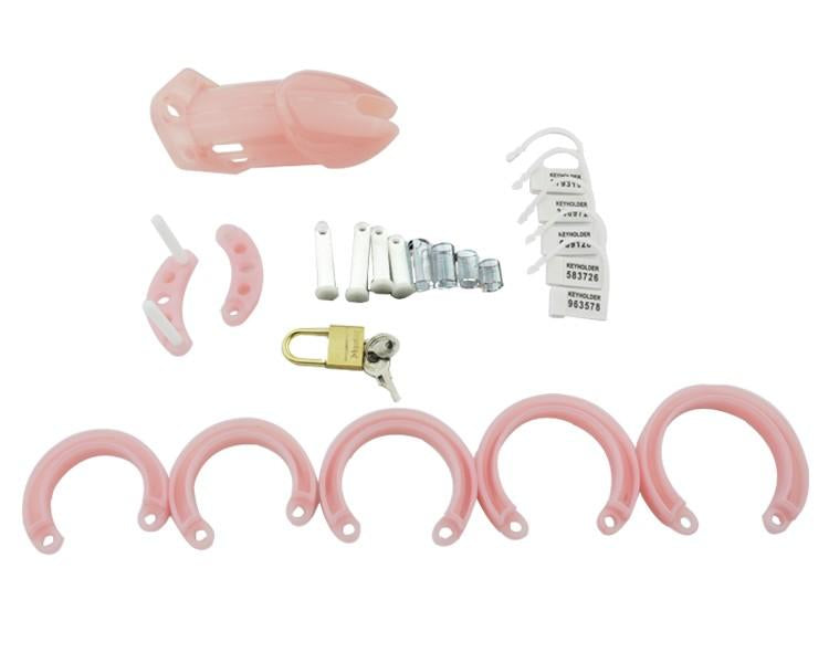 Lyla Pink Chastity Cage 2.76 inches and 3.94 inches long, gallery view 4