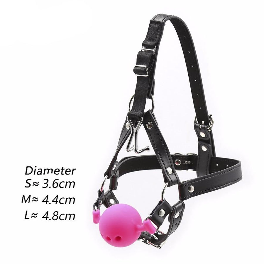 Unique Head Harness with Nose Hook Ball Gag, gallery view 2