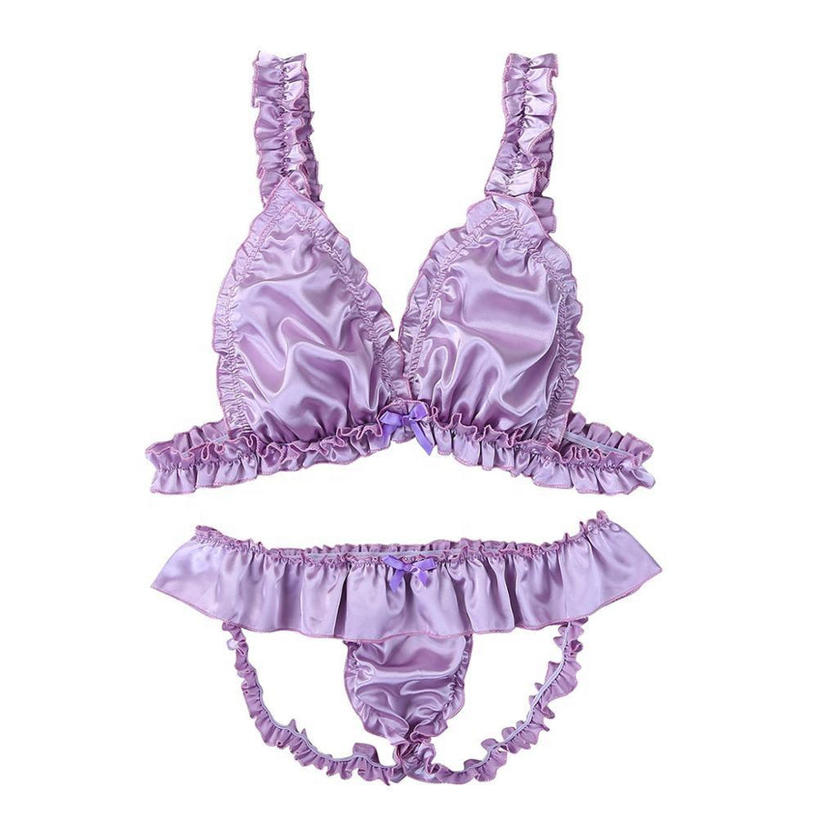 Ruffled Satin Lingerie Set, gallery view 2