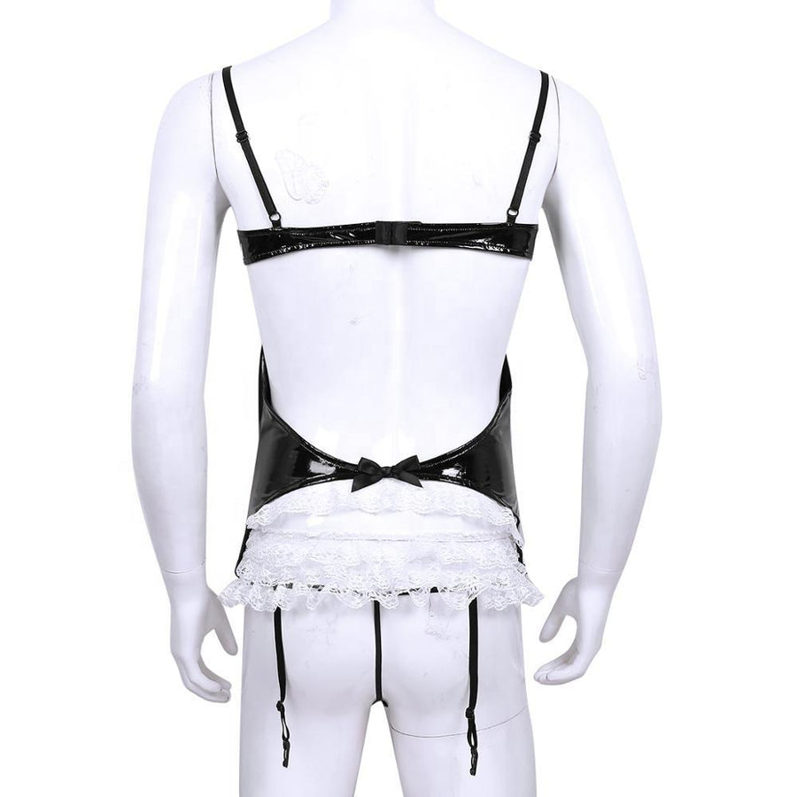 2 Piece Faux Leather Lingerie Set, gallery view 2