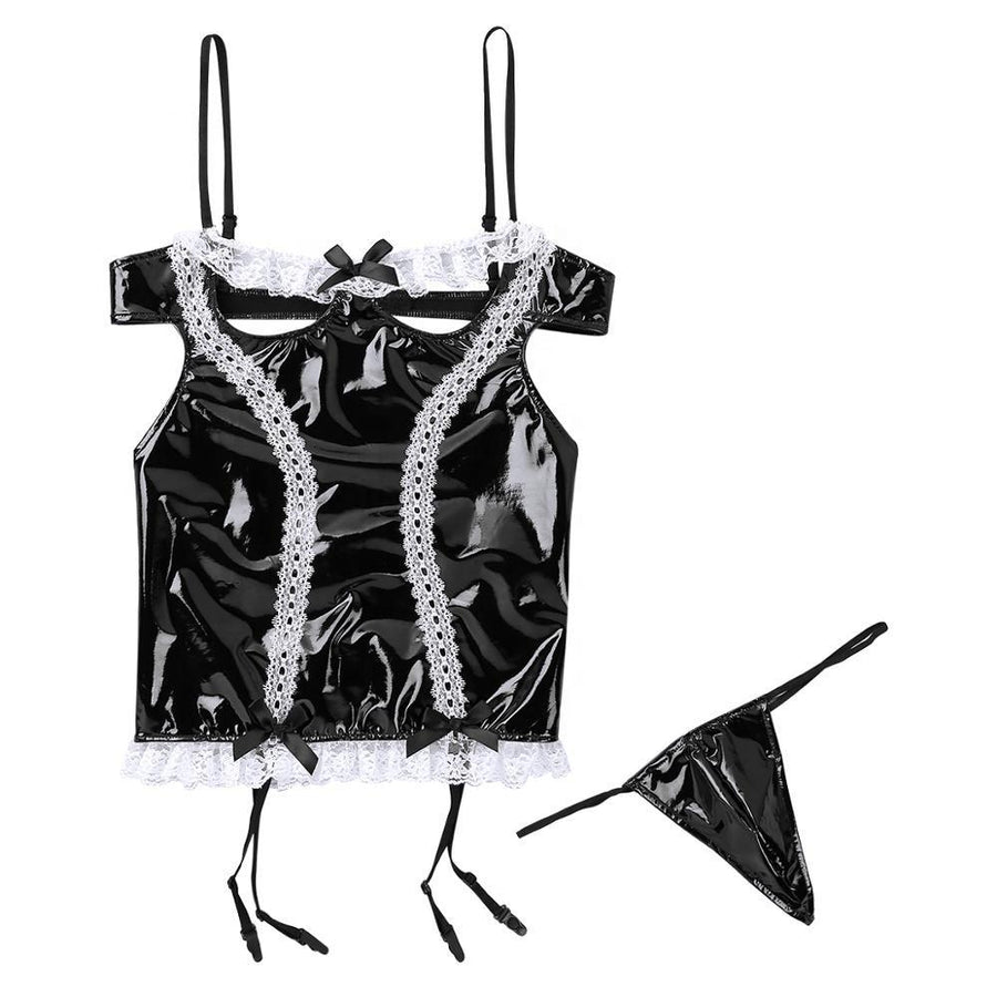 2 Piece Faux Leather Lingerie Set, gallery view 3