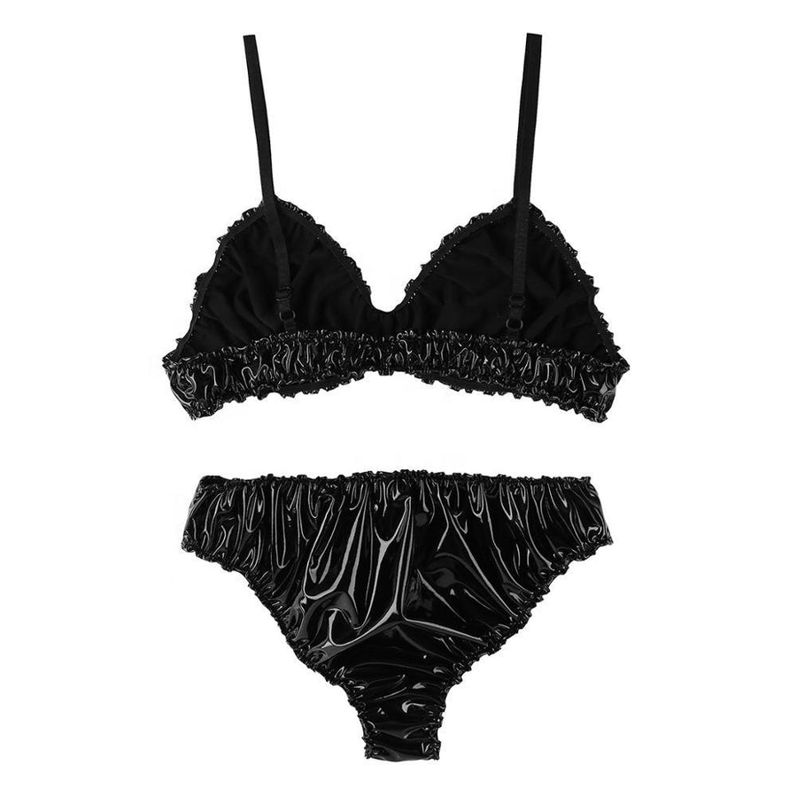 Faux Leather Ruffled Lingerie Set Emily, gallery view 2