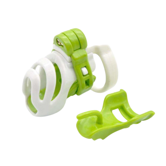White/Green Resin Male Chastity Cage product view