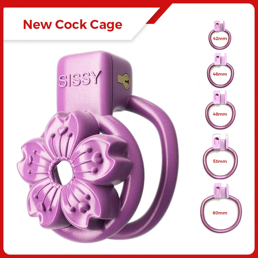 Purple SISSY Petal Chastity Cage product view