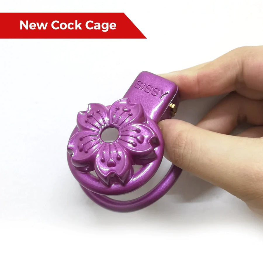Purple SISSY Petal Chastity Cage, gallery view 4