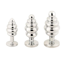 Lade das Bild in den Galerie-Viewer, Silberner Helix-Buttplug mit Juwelen, 3-teiliges BDSM-Set
