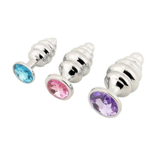 Load image into Gallery viewer, Silver Helix Jeweled Butt Plug 3-Piece Set BDSM
