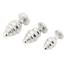 Load image into Gallery viewer, Silver Helix Jeweled Butt Plug 3-Piece Set BDSM
