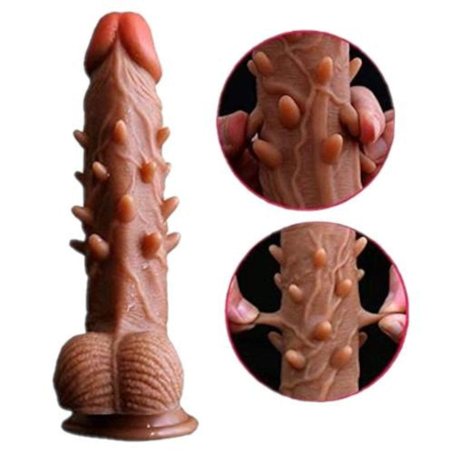 Brown Spiky Realistic Dildo With Suction Cup, gallery view 3